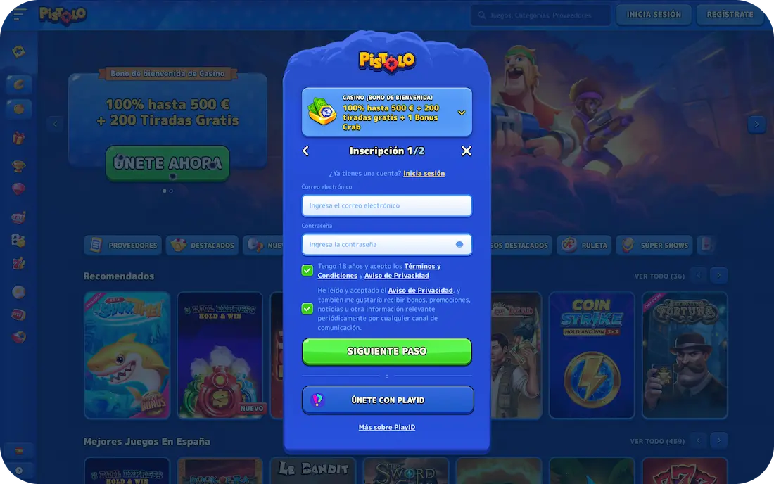 pistolo casino registro