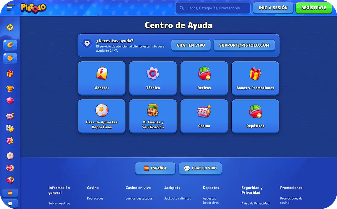 pistolo casino ayuda